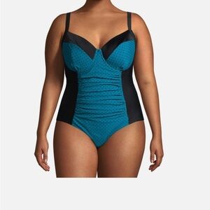 Terra & Sky Teal and Black One-Piece Swimsuit